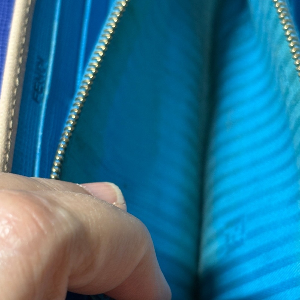 Fendi Rainbow Colorblock Leather Continental Wallet Blue & Pink GUC - Picture 11 of 12